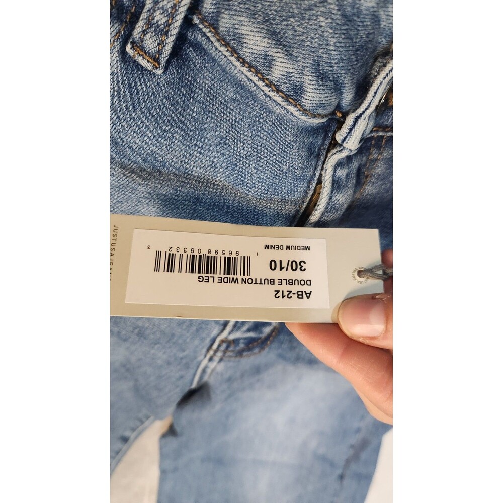Just USA Womens Indigo Blue 30/10 Palmers Slim Double Button Wide Leg Jeans NWT - Picture 13 of 15